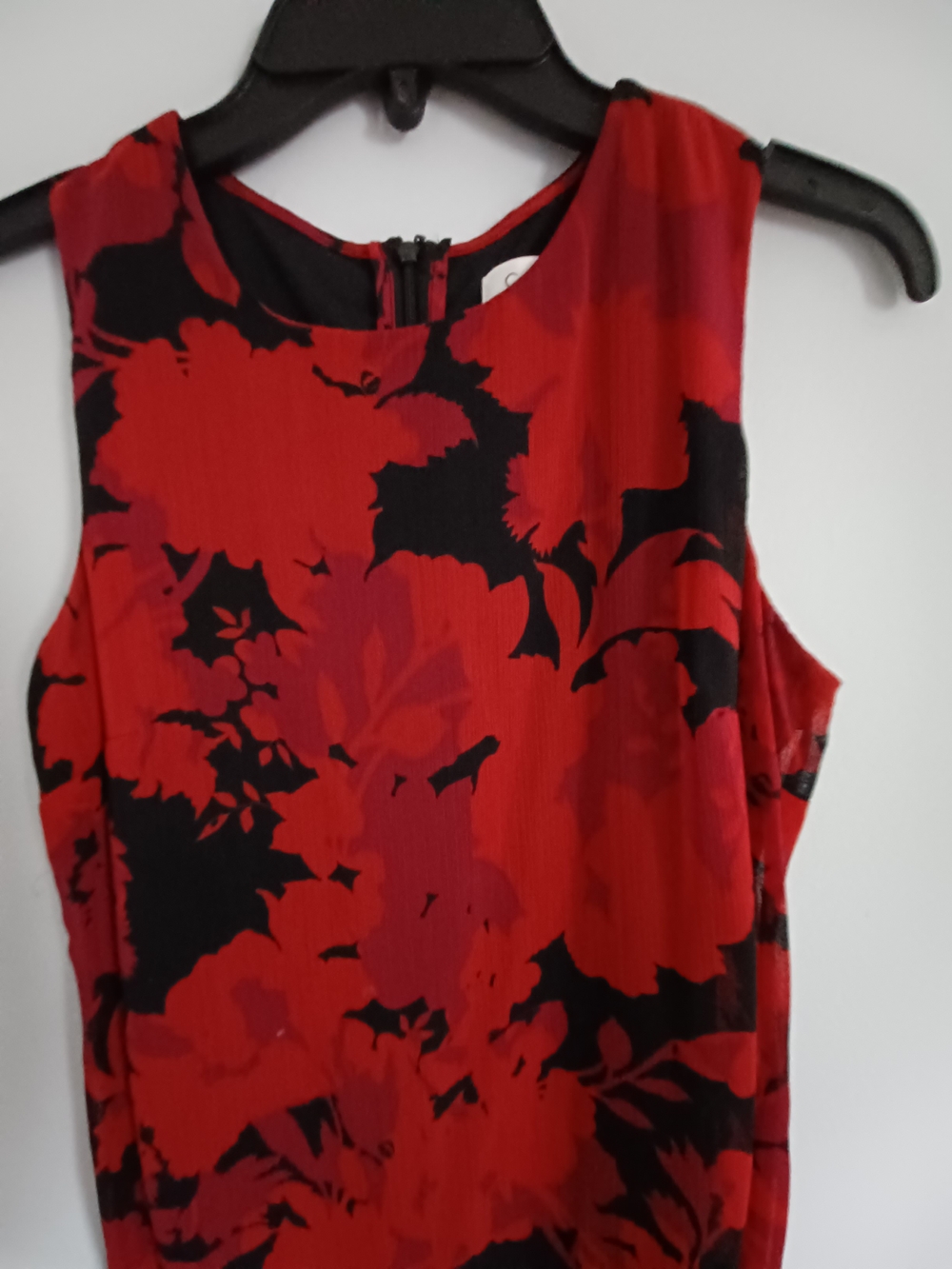 Calvin Klein Red and Black Floral Midi Dress - Picture 2 of 6